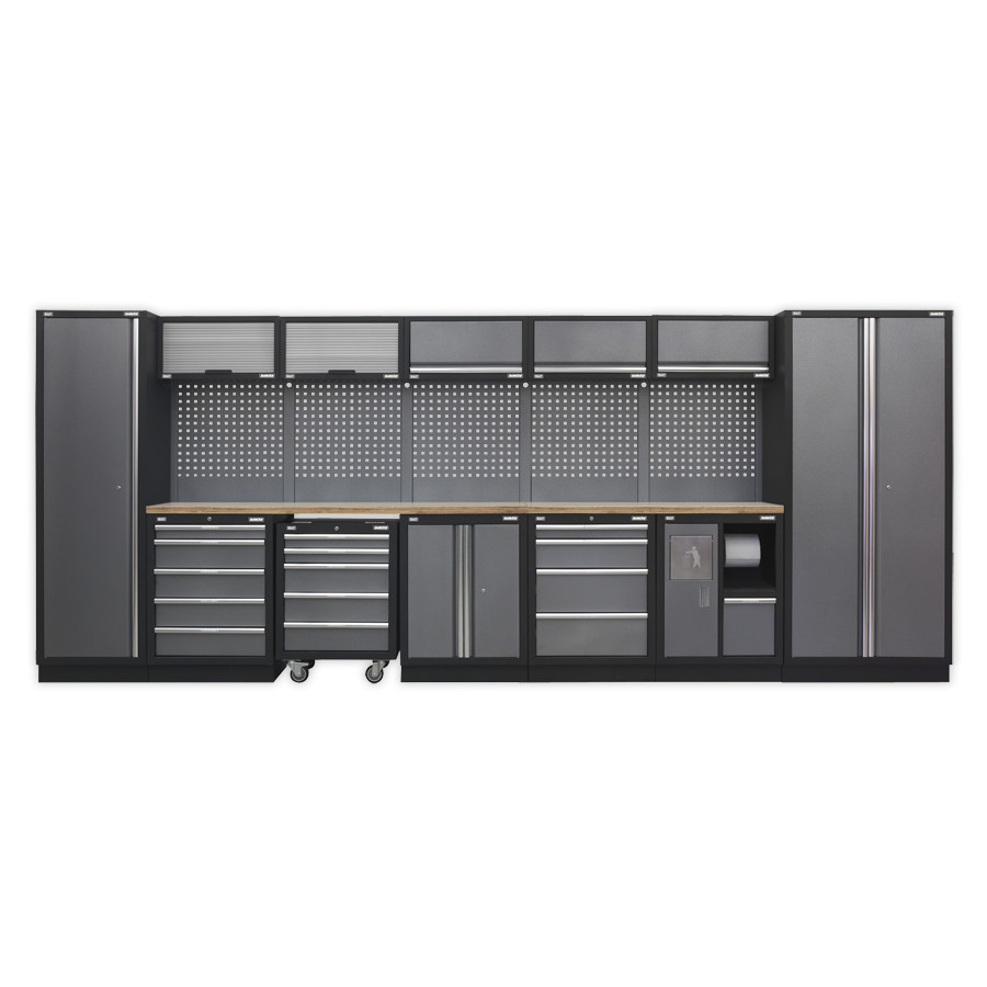 Sealey APMSSTACK01W Superline Pro 4.9m Storage System - Wood Worktop