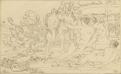 John White Abbott Pen & Ink Drawing c.1805 Diana after Domenichino Original