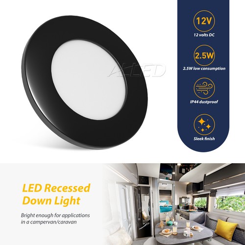 12v LED Caravan Recessed Down Lights RV Under Cabinet Lamp White/Chrome/Black - Picture 53 of 68