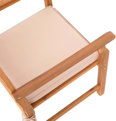 Patio Dining Chairs Set of 2 Outdoor Chair Acacia Wood Armchairs with Cushions - Picture 4 of 9