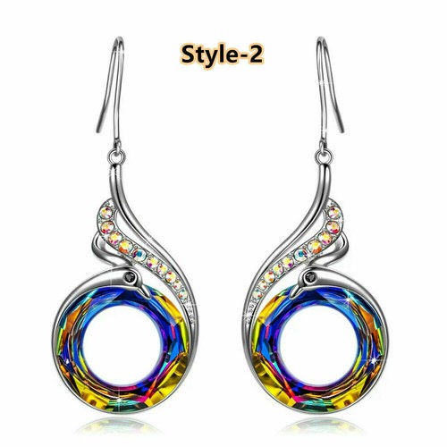 Gorgeous 925 Silver Plated Drop Earrings Crystal Jewelry 1 Pair/set Simulated - Picture 9 of 9