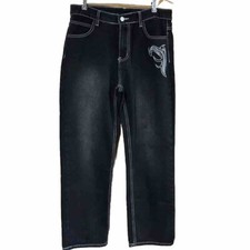 NVFelix Jeans Youth 31  x 29  XL Black Embroidered Teen Streetwear Skate Fade