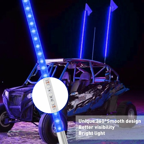 Luz látigo LED azul de 3 pies para accesorios UTV ATV antena RZR Can-Am Polaris - Imagen 6 de 9