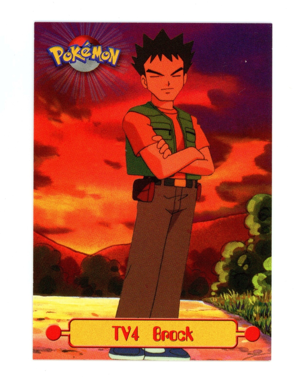 Pokemon Card - Brock TV4 - Green Logo - Topps Series 1