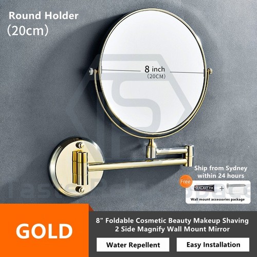 8" Foldable Cosmetic Beauty Makeup Shaving 2 Side Magnify Wall Mount Mirror - Picture 15 of 16