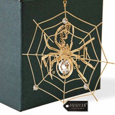 Matashi 24K Gold Plated Crystal Studded Lucky Spider Web Hanging Ornament