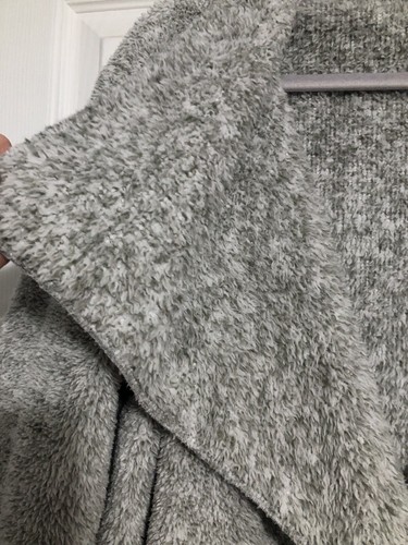 Soft Surroundings Hugs grau weiß Fleck Fleecejacke mit Knopfverschluss Large - Bild 7 von 15