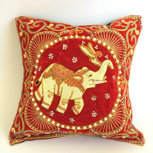 pillow cover case thai Vintage embroidered elephant flower handmade - Picture 132 of 193