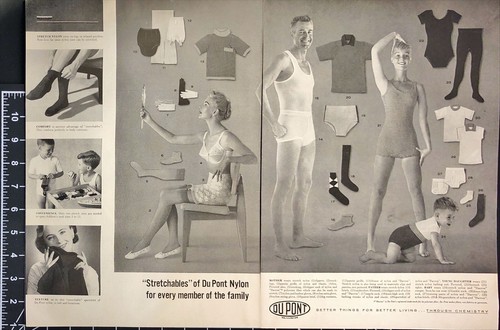 1955 Du Pont Nylon Stretchables Clothing For Family Vintage 2 Page Print Ad - Picture 2 of 8