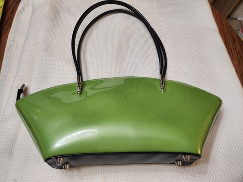 90's Beijo Handbag Lime Green Patent Leather - Picture 5 of 9