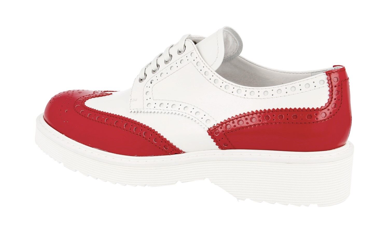 AUTH FANCY PRADA FULL BROGUE SHOES 3E5739 RED RED RED + WHITE NEW 39,5 40 UK 6.5 f4c882 AUTH FANCY PRADA FULL BROGUE SHOES 3E5739 RED RED RED + WHITE NEW 39,5 40 UK 6.5 f4c882