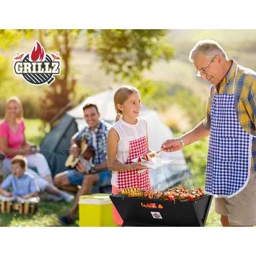 Grillz BBQ Grill Charcoal Smoker Outdoor Portable Camping Folding Steel Barbecue - Picture 10 of 11