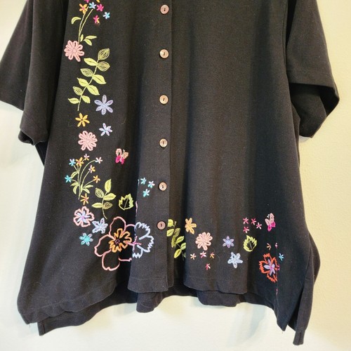Vintage C.S.T. Tunica donna sportiva ricamata floreale jersey con bottoni 4X - Foto 5 di 15