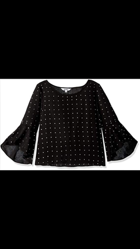 BB Dakota Black Stud Blouse Top  3/4 Sleeves Bell Sleeve Size Small NWT - Picture 3 of 8
