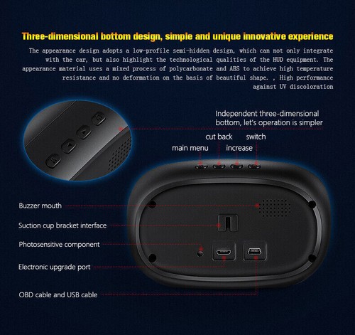 Car HUD Head-up Display OBD2 GPS Navigation Driving Speedometer HD Speed Warning - Picture 9 of 10