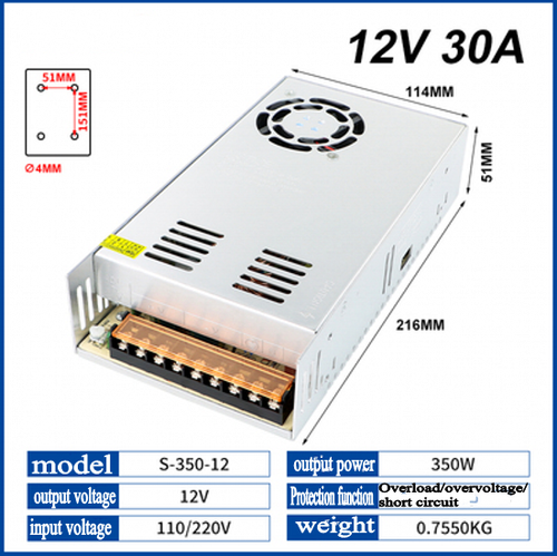 Interruptor Fuente de Alimentación Transformador AC220V-12V 24V Adaptador para Tiras LED 25W-350W - Imagen 32 de 32