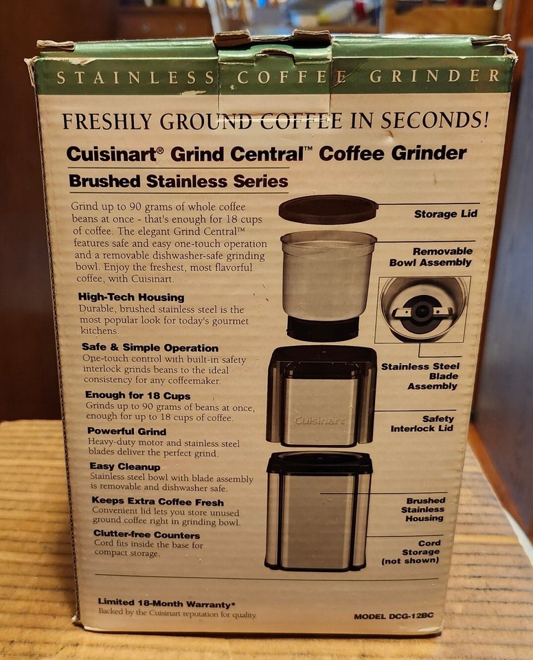 Cuisinart Grind Central Coffee Grinder 18 Cup Capacity Dcg12bc