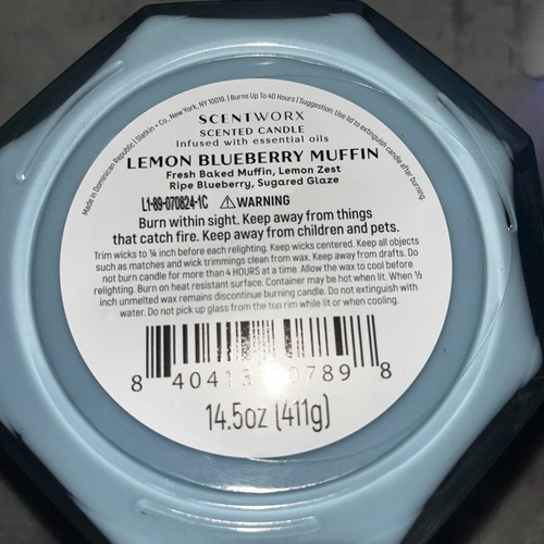 ScentWorx by Slatkin & Co. LEMON BLUEBERRY MUFFIN 3-Wick Candle Glass Jar & Lid - Picture 3 of 7