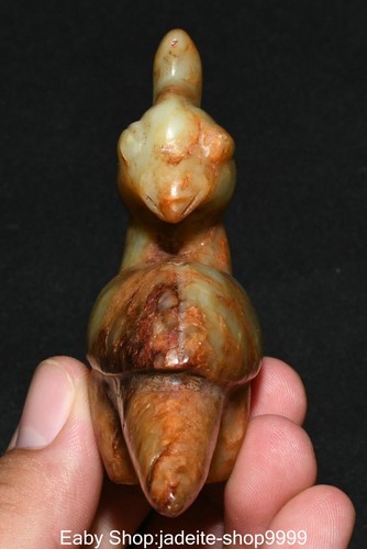 Chine détaillant Hongshan Culture Hetian Ancien Pendentif Amulette Oiseau Phénix en Jade Sculpté Animal