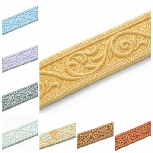 230*6CM Self Adhesive Wall Skirting Border 3D Floral Pattern Wallpaper Home Gold - Picture 6 of 21