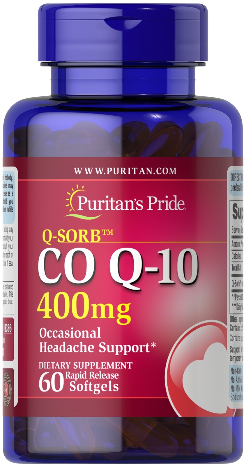 Puritans Pride Q-SORB CO Q-10 400 мг - 60 мягких капсул быстрого высвобождения