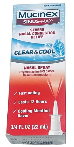 Mucinex Sinus-Max Severe Nasal Decongestant Spray Clear & Cool  EXP-2026 - Picture 1 of 1