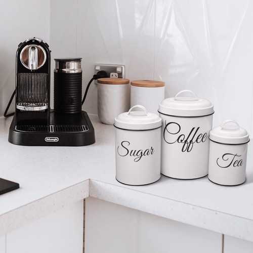 Set of 3 Kitchen Coffee Tea Sugar Containers Storage Jars with Lid 300/450/700ML - Picture 10 of 12