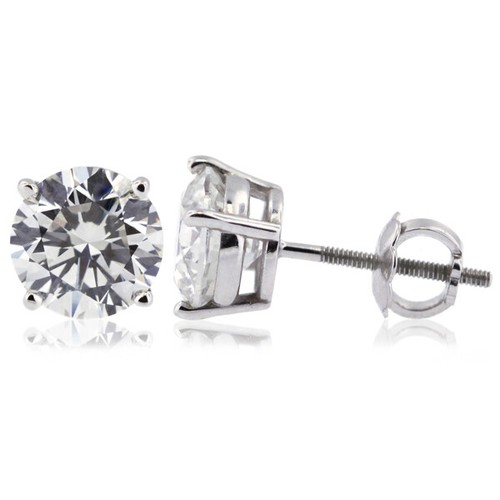 KLASSISCHE OHRSTECKER 3,0 CTW NATÜRLICHE DIAMANTEN G/SI1 RUNDSCHLIFF 14 K WEISSGOLD VIERKRAPPEN - Bild 5 von 12