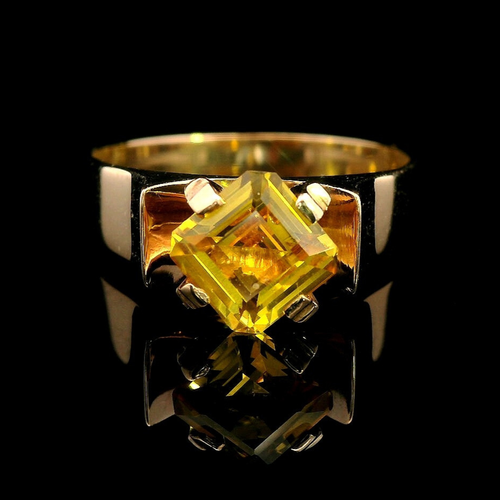 9ct Yellow Gold Ring with Square Cut Crafted Golden Sapphire, Claw Set - 第 9/24 張圖片