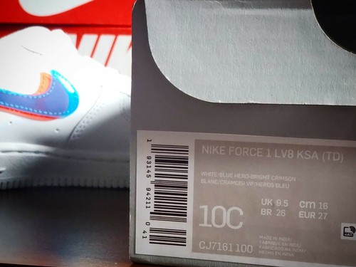 Nike Air Force 1 LV8 Ksa (td) weißer Sneaker für Kinder CJ7161-100 Größe (10C) - Bild 12 von 12