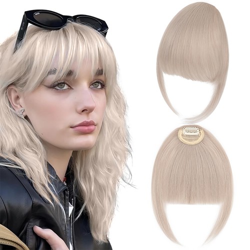 Extensiones de cabello delanteras con flequillo lateral limpio cabello liso grueso 1 pieza EE. UU. - Imagen 42 de 52