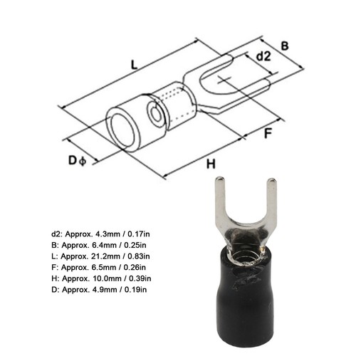 100x Insulated Wire Terminal Fork Spade Crimping Copper Connectors 16‑14AWG♪ - Picture 23 of 24