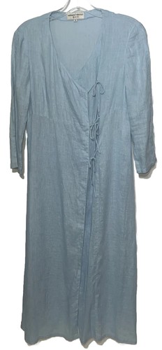 Armand Ventilo linen size 38 6 US light blue wrap delicate dress cruise wear - Picture 2 of 9