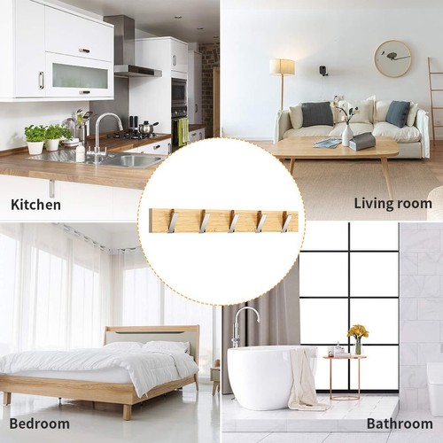 Coat Hanger Wall Mounted Clothes Rack 5 Retractable Hooks Heavy Duty Hat Holder - Bild 7 von 7