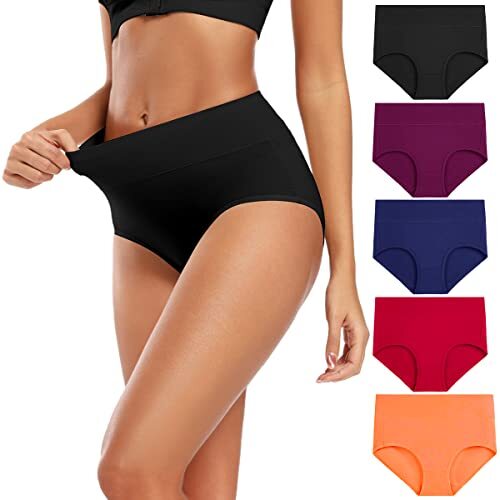 Women's Cotton Underwear High Waisted Full Coverage Medium Multicolor-5pack-a3 - Picture 2 of 6