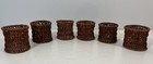 Woven Rattan Metal Ring Brown Napkin Rings Set of 6