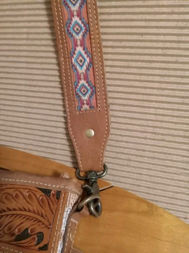 Mayra Damen Geldbörse Umhängetasche Medium Baumwolle/Leder Fransen Wildleder Made in India - Bild 6 von 16