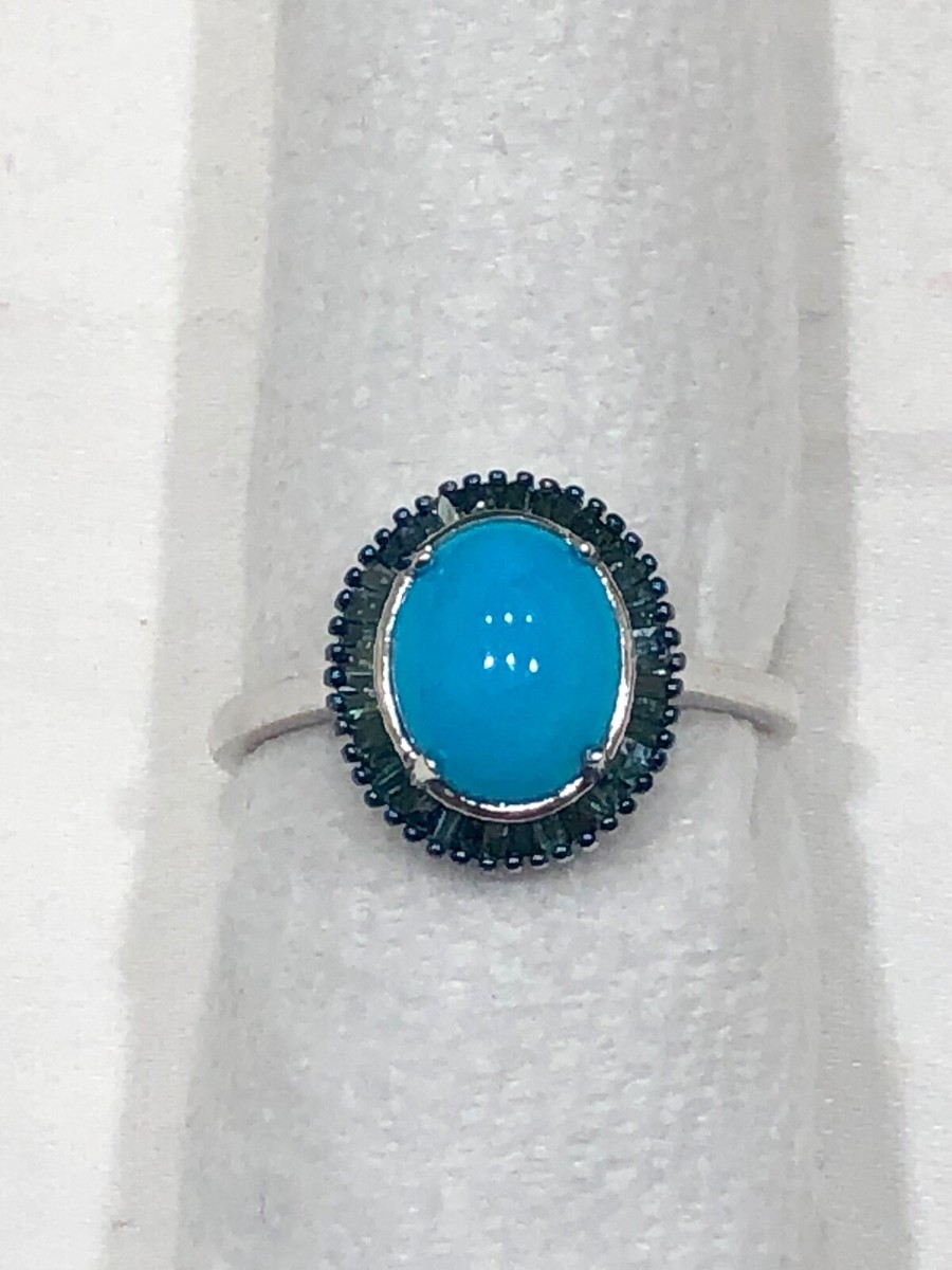 指輪・リング Sleeping Beauty Arizona Natural Arizona Sleeping Beauty Turquoise and Blue Diamond Ring