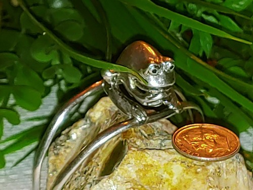 Süßes entzückendes ruhendes Frosch Kröte Hopfen Sterlingsilber Armreif Armband 925 Mexiko - Bild 1 von 8