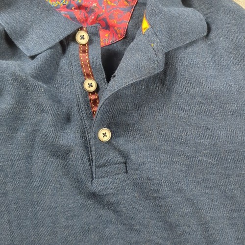 Camisa Polo Robert Graham L Para Hombre Azul Marino Manga Larga Calce Clásico Rugby Elástica - Imagen 3 de 7