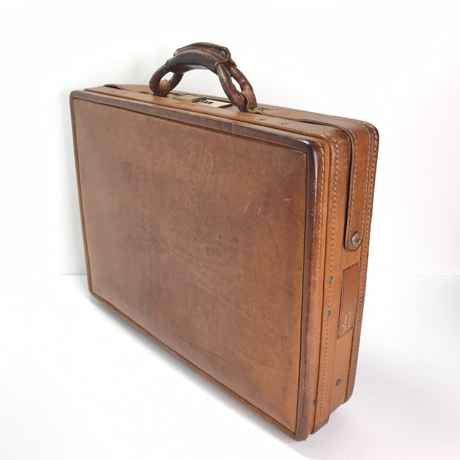 Vintage Hartmann Brown Leather Briefcase Attache w/ Combination Lock Lawyer CEO