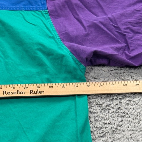 Vintage Bugle Boy Shirt Mens Large 90s Button Down Color Block Purple Blue Green - Picture 8 of 12