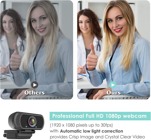 HD Webcam 1080P with Microphone, PC Laptop Desktop USB Webcams, Pro Streaming - 第 2/7 張圖片