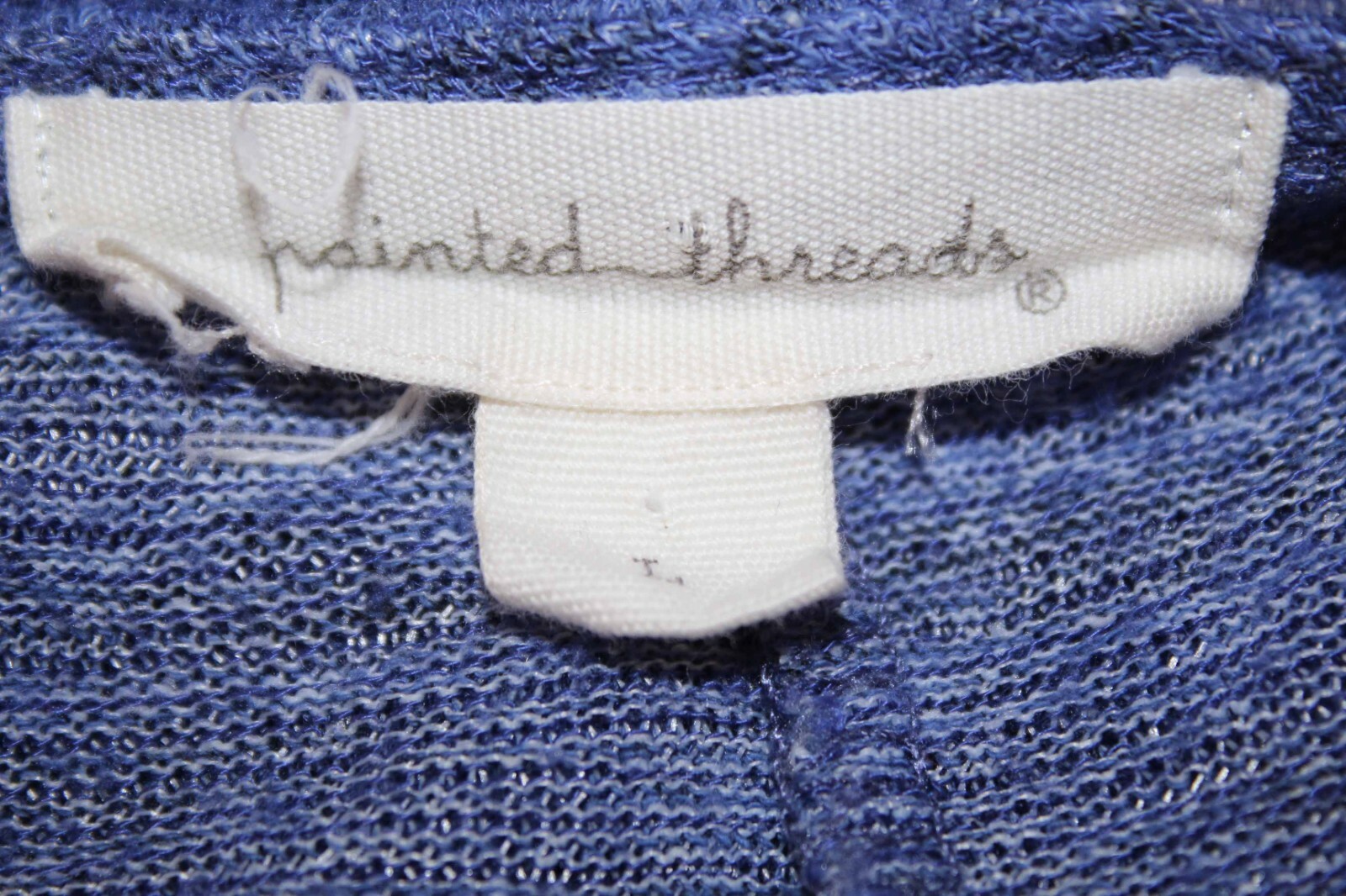 Painted Threads Sz L Blue Open Cocoon Poly Rayon … - image 6