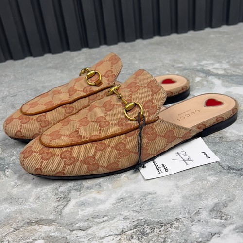 Gucci Princetown Horsebit GG Supreme Monogram Mules Beige Canva 7.5 US 37.5 EUR* - Picture 1 of 11