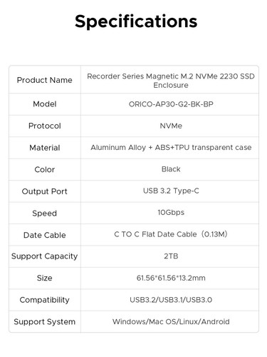 ORICO 2230 M.2 Jedoch Ist es Zehn GBPS Jedoch Das iPhone 15 Pro Pro ProRes SSD - Bild 9 von 12