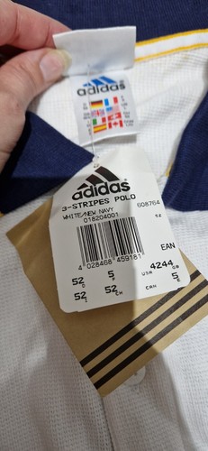 Adidas Herren Poloshirt weiß mit Navy Kragen UK Größe 42-44 100% Baumwolle - Bild 18 von 20