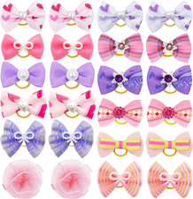 24PCS Dog Hair Bows Cute Small Bowknot with Rubber Bands for Puppy Handmade Hair