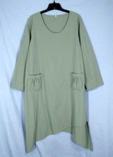 SHEIN Sage LIGHTWEIGHT TWILL Pockets ASYMMETRIC HEM Modest MIDI SHIFT DRESS XL