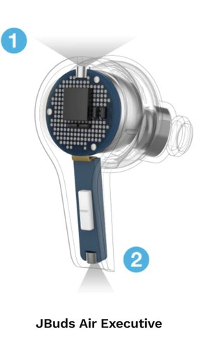JLab JBuds Air Excecutive True C3 Calling kabellose Ohrhörer - schwarz - Bild 4 von 4
